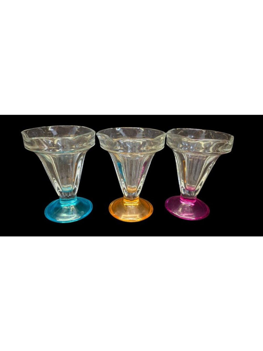 Vintage Retro Libbey Crisa Colored Base Ice Cream Sundae Parfait Glasses